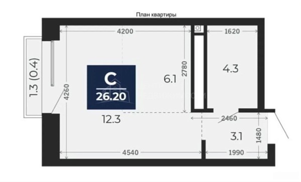 Студия, 25 кв.м., проезд Капитана Куликова, 5