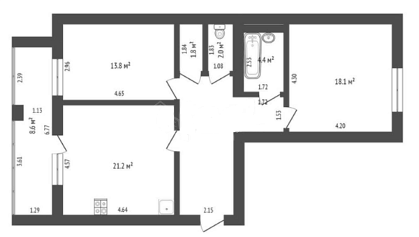 2-к квартира, 77 кв.м., улица Тимофея Кармацкого, 11