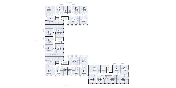 2-к квартира в новостройке, 69 кв.м.