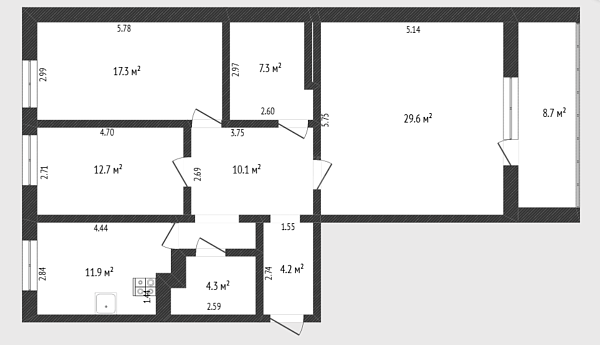 3-к квартира, 99 кв.м., улица Чернышевского, 2Бк2