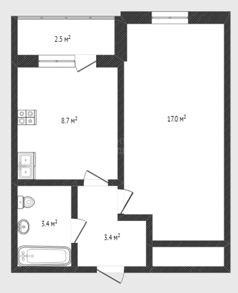 1-к квартира, 32 кв.м., улица Ветеранов Труда, 9А