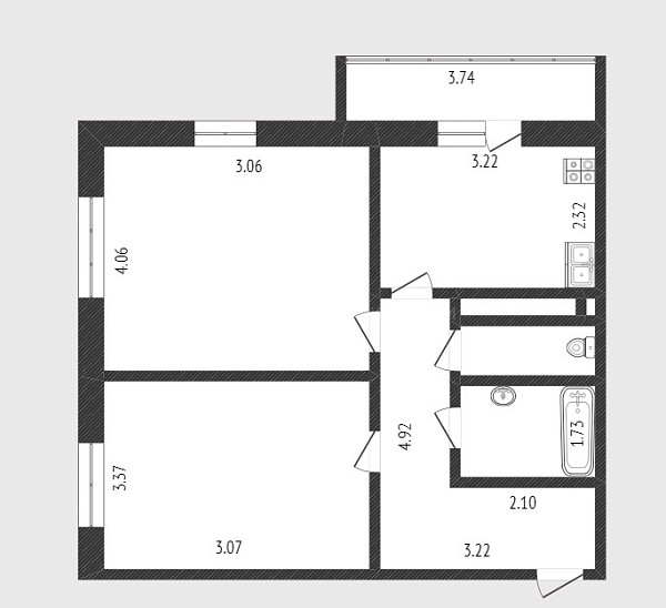 2-к квартира, 52 кв.м., улица Дмитрия Менделеева, 2