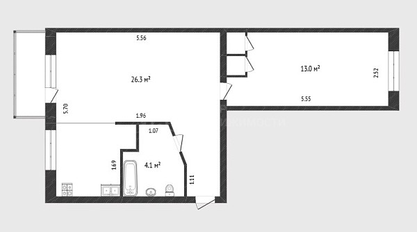 2-к квартира, 45 кв.м., Карская улица, 25