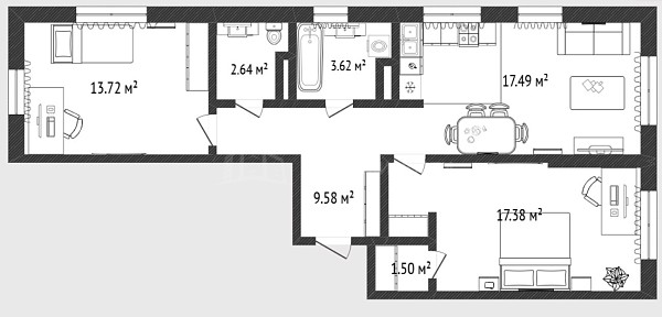 2-к квартира, 64 кв.м., Харьковская улица, 74