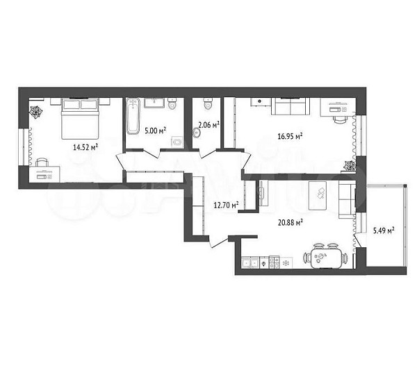 2-к квартира, 72 кв.м., Широтная улица, 209к1