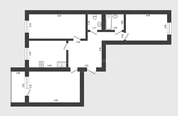 3-к квартира, 89 кв.м., Магаданская улица, 5