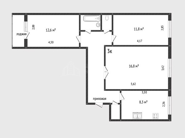 3-к квартира, 66 кв.м., улица Щербакова, 86А