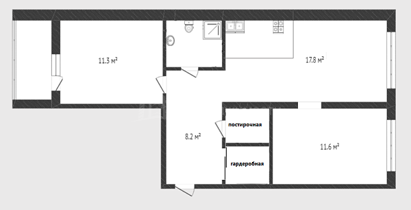 2-к квартира, 60 кв.м., улица Лермонтова, 8