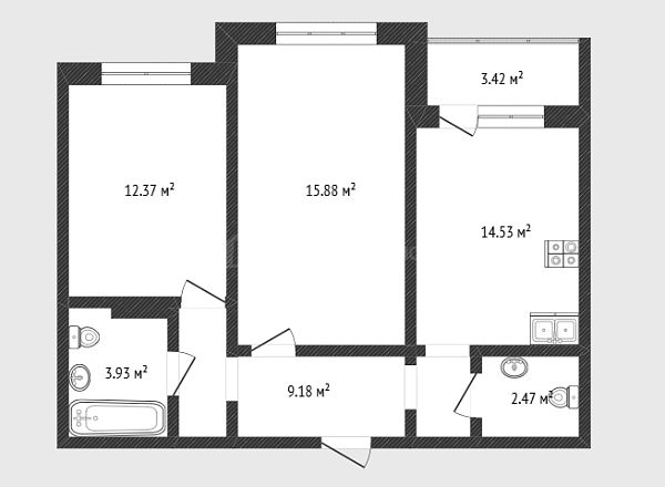 2-к квартира, 60 кв.м., Заполярная улица, 9