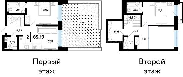 2-к квартира в новостройке, 85 кв.м., ул Малышева, 8