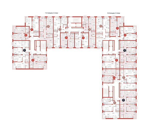 2-к квартира в новостройке, 65 кв.м.