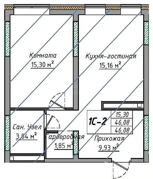 1-к квартира, 46 кв.м., улица Николая Машарова, 4