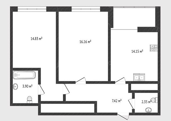 2-к квартира, 74 кв.м., улица Газовиков, 61