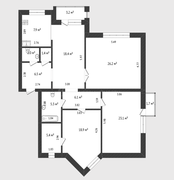 4-к квартира, 122 кв.м., Одесская улица, 48А