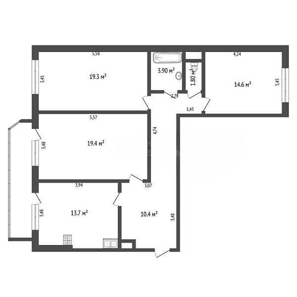 3-к квартира, 92 кв.м., Народная улица, 10