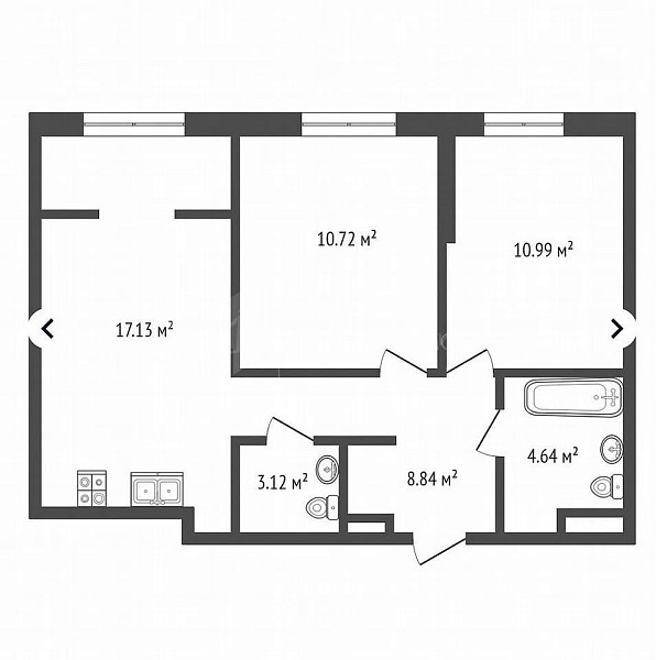 2-к квартира, 56 кв.м., улица Первооткрывателей, 10