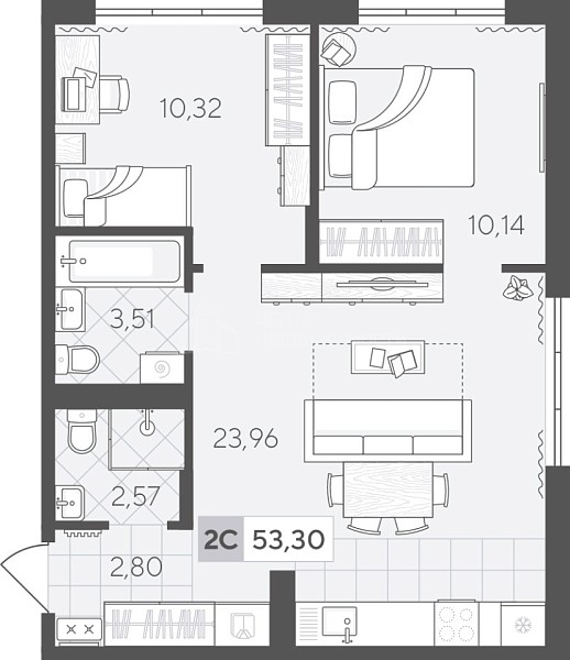 2-к квартира в новостройке, 53 кв.м., Сергея Свиридова, 11