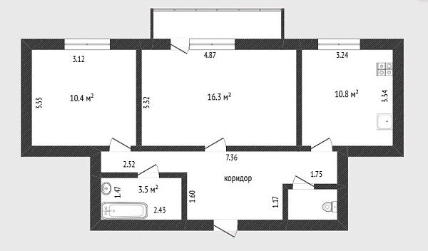 2-к квартира, 55 кв.м., микрорайон Войновка, улица Энергостроителей, 25/3