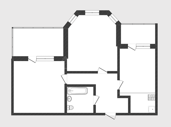 2-к квартира, 64 кв.м., улица Циолковского, 7к1