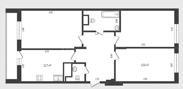 3-к квартира, 74 кв.м., Тихий проезд, 2