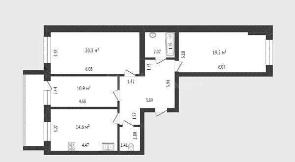 3-к квартира, 86 кв.м., Заречный проезд, 14