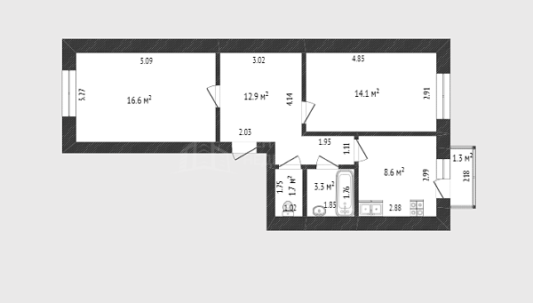 2-к квартира, 58 кв.м., улица Московский Тракт, 85