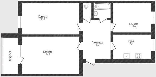 3-к квартира, 58 кв.м., Ставропольская улица, 5