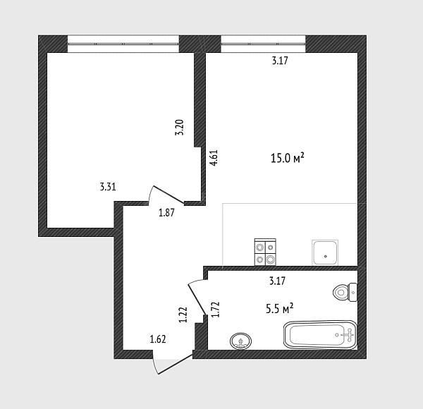 1-к квартира, 35 кв.м., улица Тимирязева, 8к1