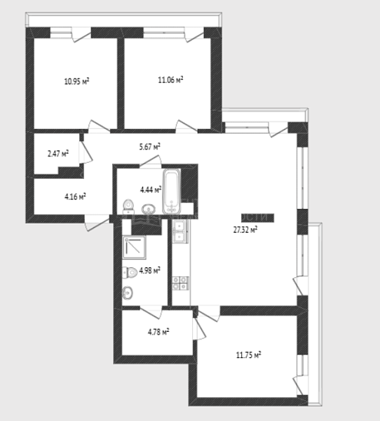 3-к квартира, 87 кв.м., улица Михаила Сперанского, 43