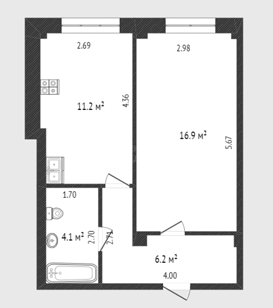 1-к квартира, 38 кв.м., Заречный проезд, 37к1