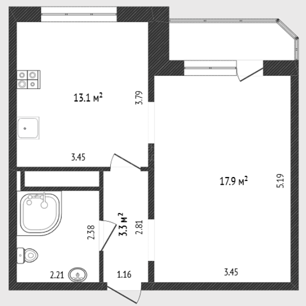 1-к квартира, 39 кв.м., улица Монтажников, 42Б