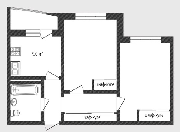 2-к квартира, 58 кв.м., улица Федюнинского, 58к2