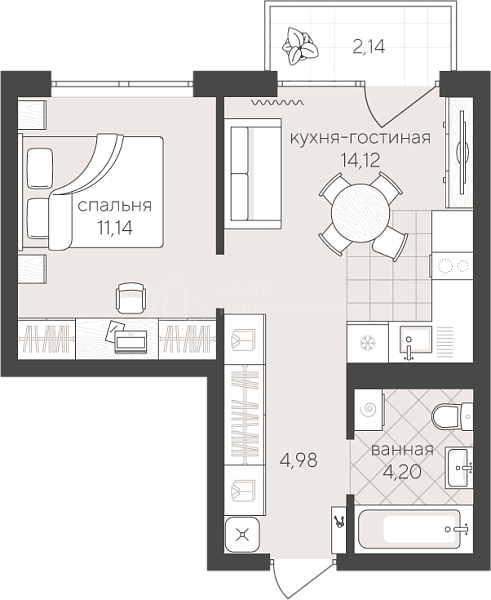 1-к квартира в новостройке, 36 кв.м., Сергея Свиридова, 15