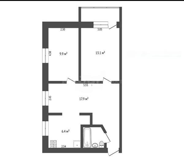 3-к квартира, 49 кв.м., улица Грибоедова, 8