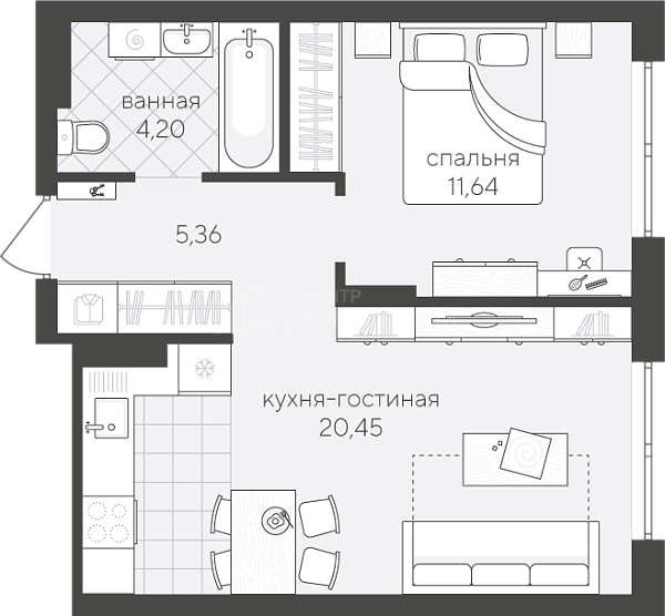 1-к квартира в новостройке, 41 кв.м., улица Алексея Сергиенко, 13
