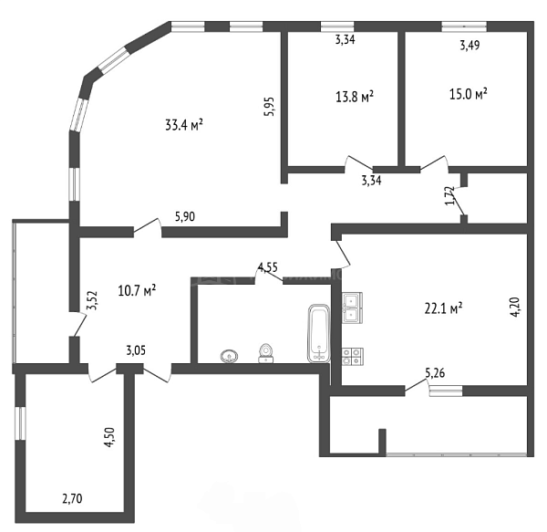 4-к квартира, 134 кв.м., улица Московский Тракт, 143к5