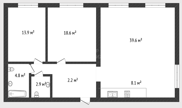 2-к квартира, 99 кв.м., Новгородская улица, 14