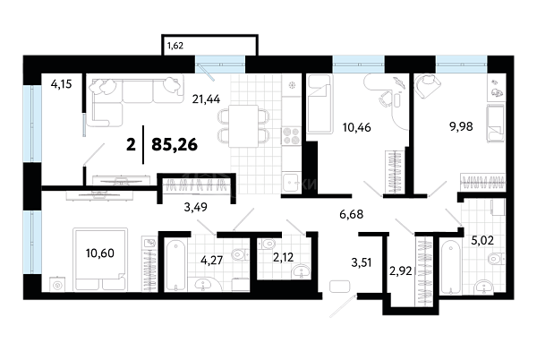 3-к квартира в новостройке, 85 кв.м., ул Малышева,  31, корпус 1