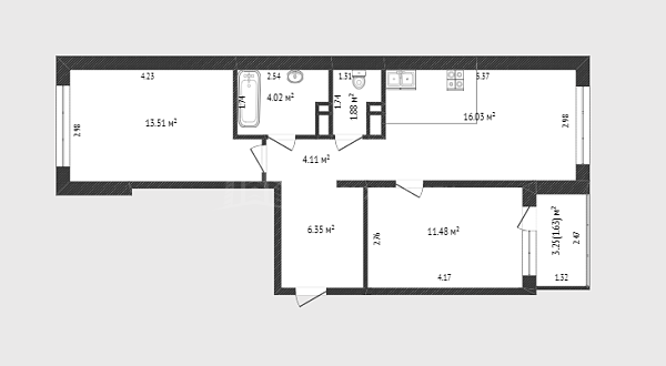 2-к квартира, 57 кв.м., микрорайон Зарека, улица Лермонтова, 6