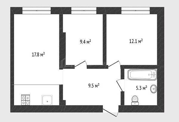 3-к квартира, 53 кв.м., Новгородская улица, 20