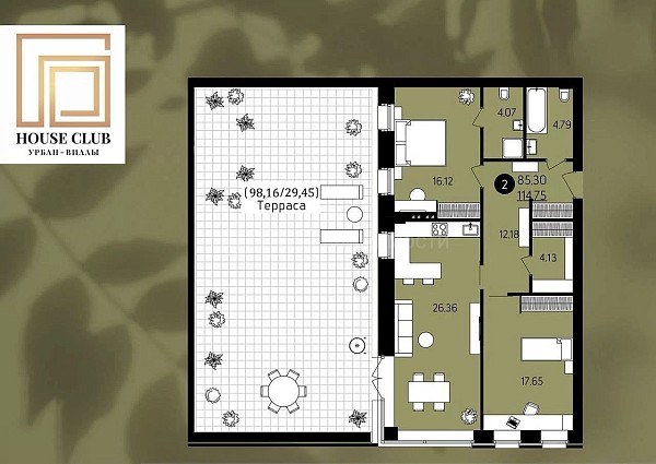 2-к квартира, 85 кв.м., улица Сергея Джанбровского, 6