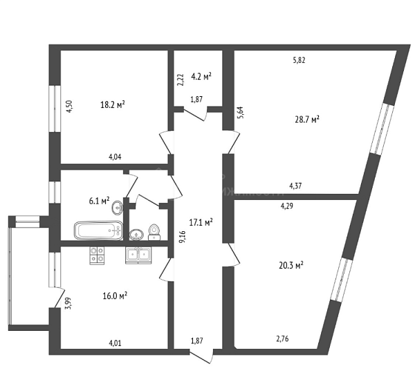3-к квартира, 117 кв.м., улица Московский Тракт, 143к5