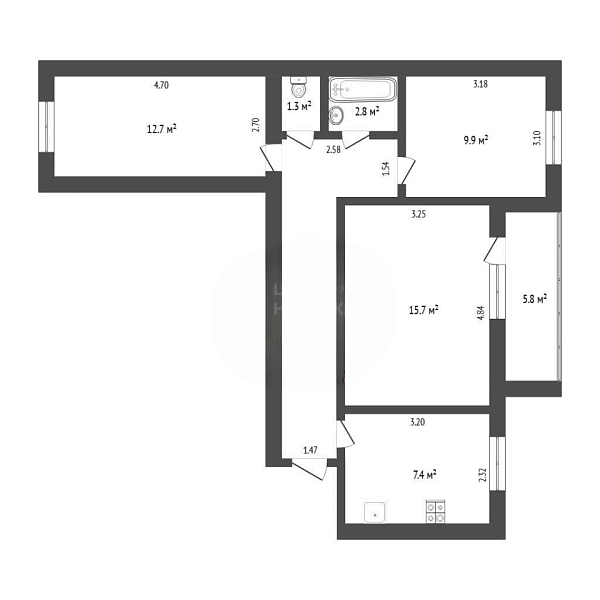 3-к квартира, 58 кв.м., Профсоюзная улица, 17