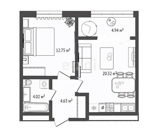 2-к квартира, 47 кв.м., Газопромысловая улица, 1к2