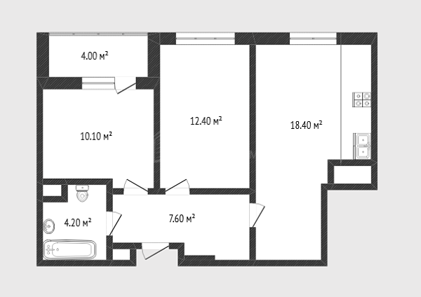 2-к квартира, 50 кв.м., Тальниковая улица, 3