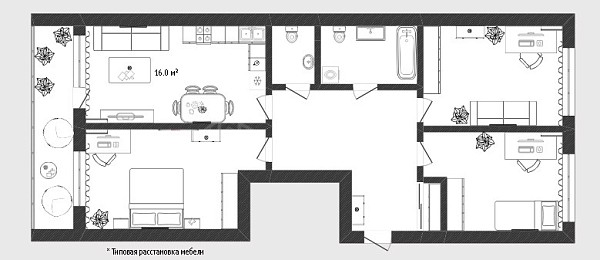 3-к квартира, 75 кв.м., улица Василия Подшибякина, 17к1