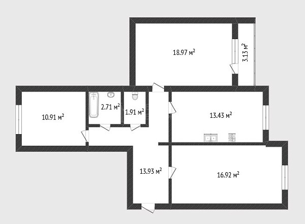 3-к квартира, 78 кв.м., улица Александра Протозанова, 10