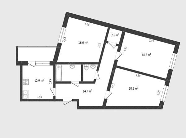 3-к квартира, 92 кв.м., улица 9 Января, 164к1