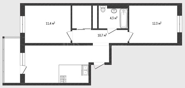 2-к квартира, 53 кв.м., улица Владимира Бахарева, 3к1