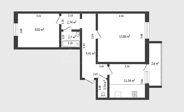 2-к квартира, 52 кв.м., микрорайон Войновка, улица Энергостроителей, 9